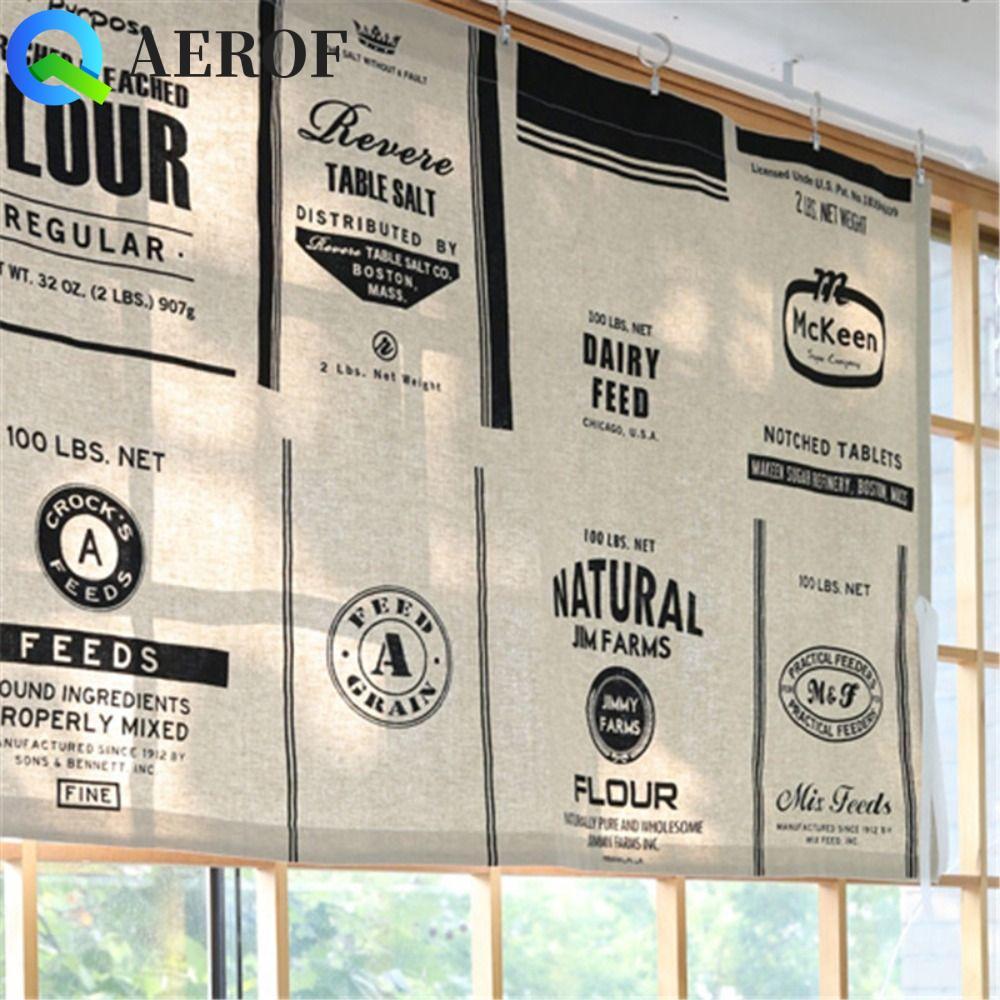 AEROF Kitchen Decor Creative 45x140 ซม. สําหรับ Home, Cafe, ร้านอาหาร Vintage คําภาษาอังกฤษผ้าม่านสั
