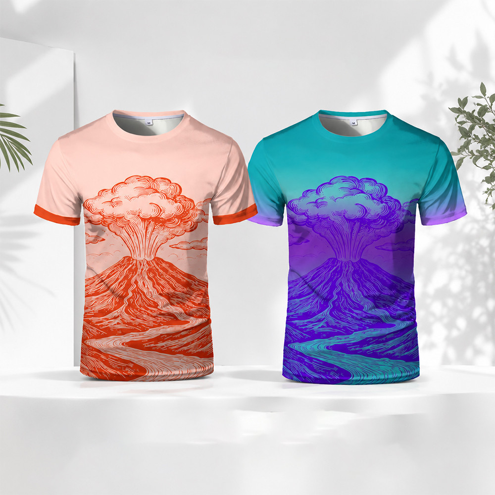 2026 ใหม่ Volcano Eruption กราฟิก T เสื้อผู้ชายผู้หญิง 3D พิมพ์ฤดูร้อนสบายๆ Streetwear O คอสั้นแขนสั