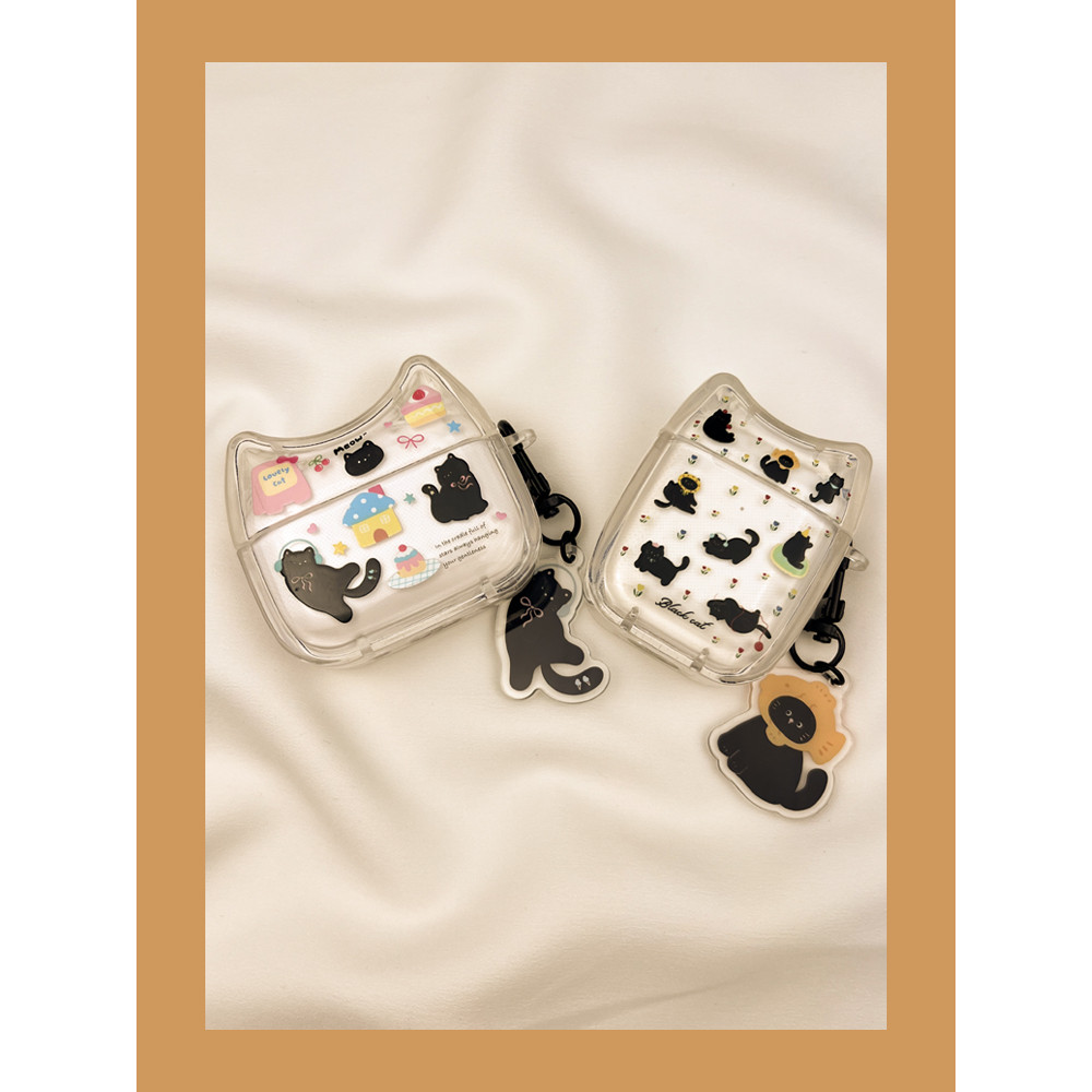 น่ารักการ์ตูน Taiyaki แมวดําตัวน้อย airpods4 เคสป้องกัน airpod3 เหมาะสําหรับ Apple pro เคสหูฟังรุ่นท