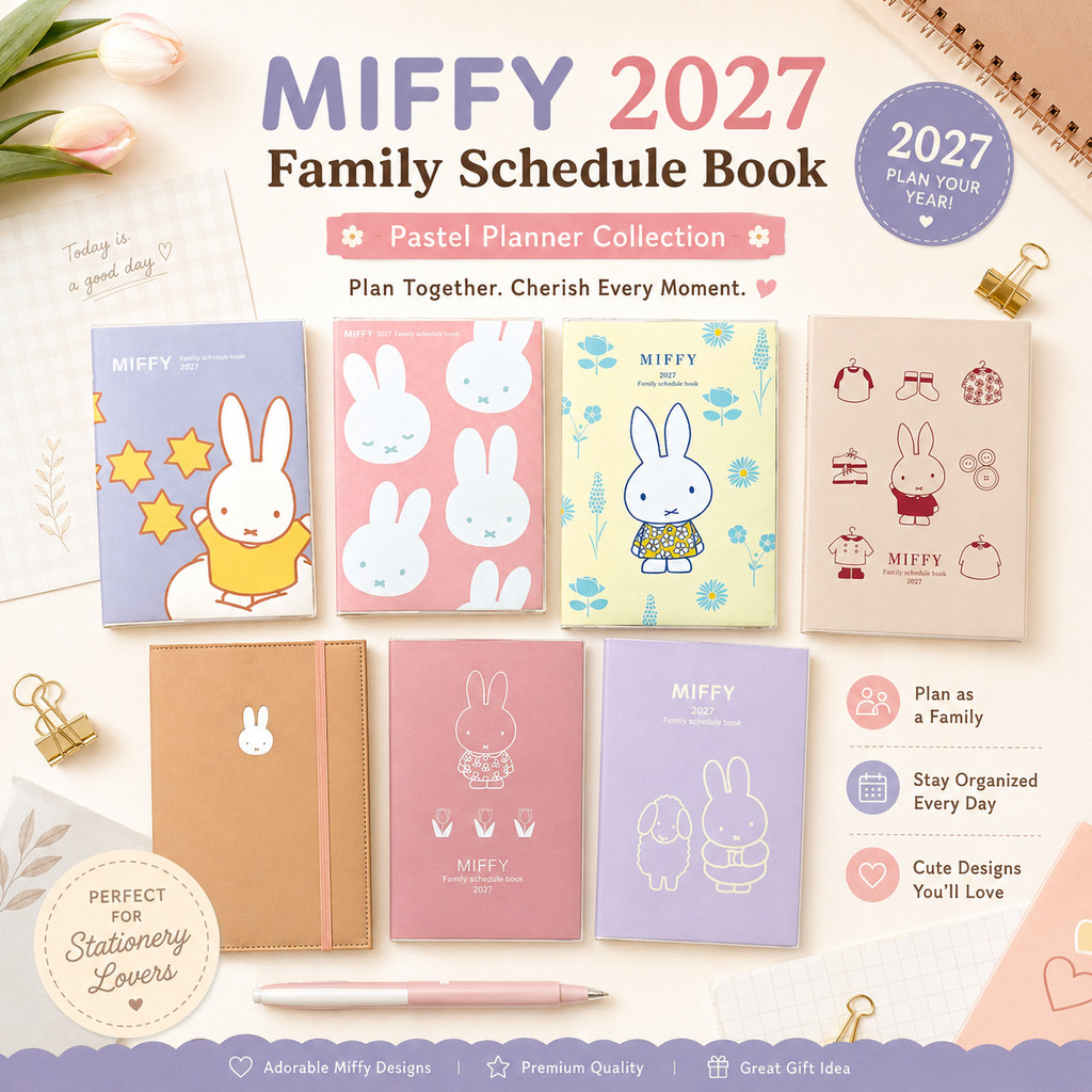 Kutsuwa Miffy Family Planner B6 Monthly 2027 December Start – Various Patterns