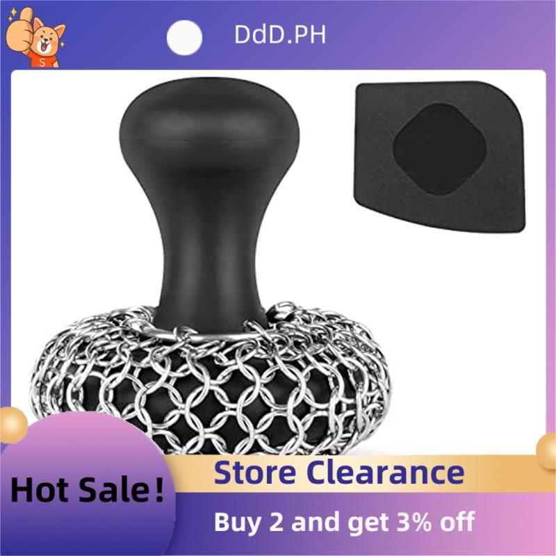 เครื่องขัดพื้นเหล็กหล่อ - 316 เครื่องทําความสะอาดเหล็กหล่อ Scrubber Chainmail Scrubber สําหรับกระทะเ