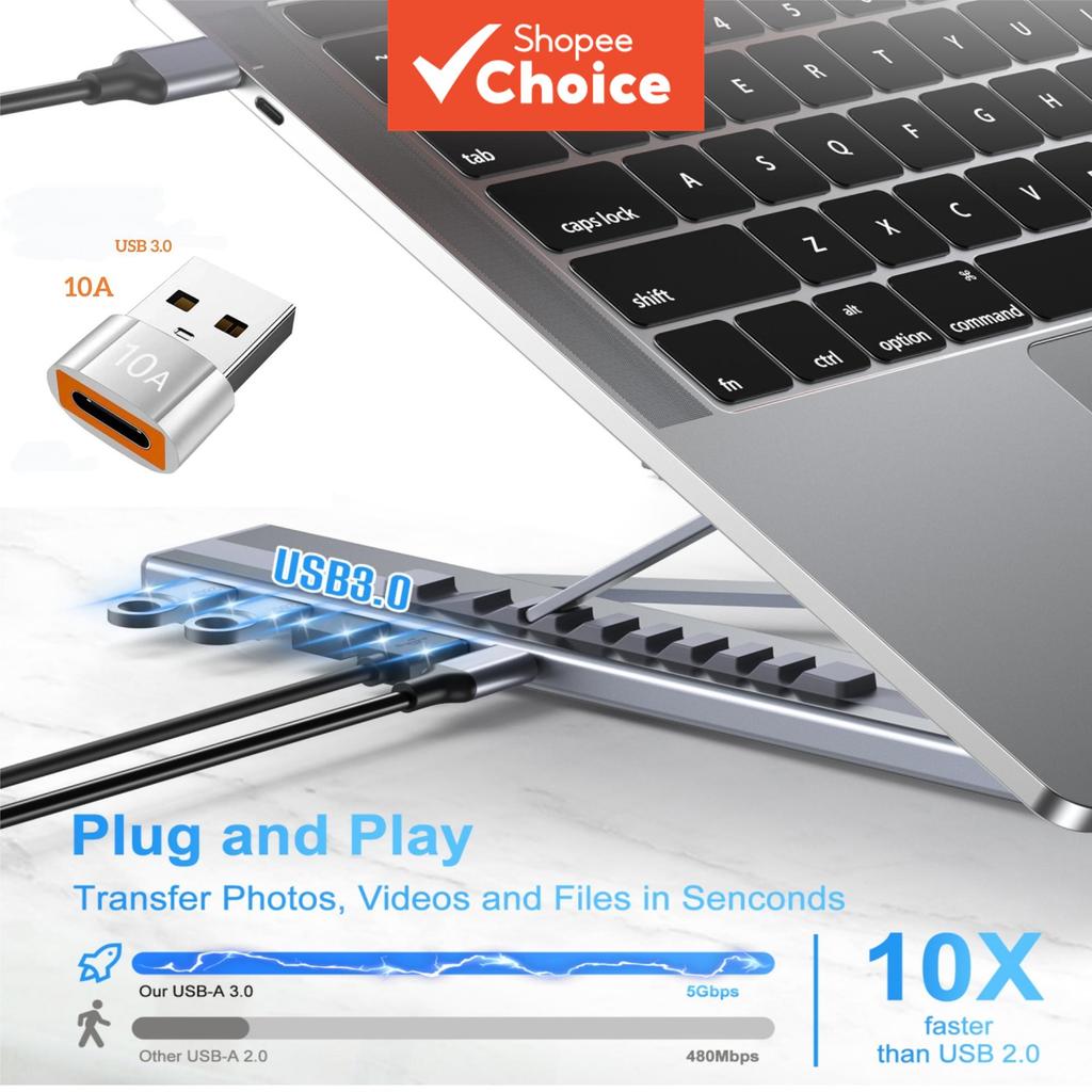 แท่นวางแล็ปท็อปพร้อมด็อกกิ้งฮับ USB-C, แท่นวางคอมพิวเตอร์ตั้งโต๊ะและแท็บเล็ต, ฮับข้อมูลความเร็วสูง 4 พอร์ต USB-A 3.0 5Gbps พร้อมอะแดปเตอร์ USB เป็น USB-C
