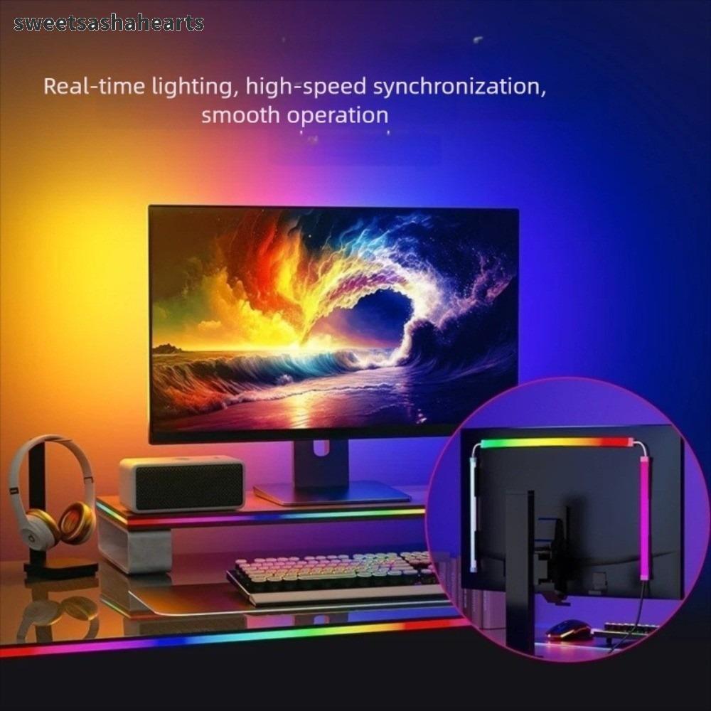 SWEE แถบ LED หน้าจอคอมพิวเตอร์, แสงบรรยากาศ 24 27 32 นิ้วสําหรับเล่นเกม LED Strip, แถบคอมพิวเตอร์ตั้