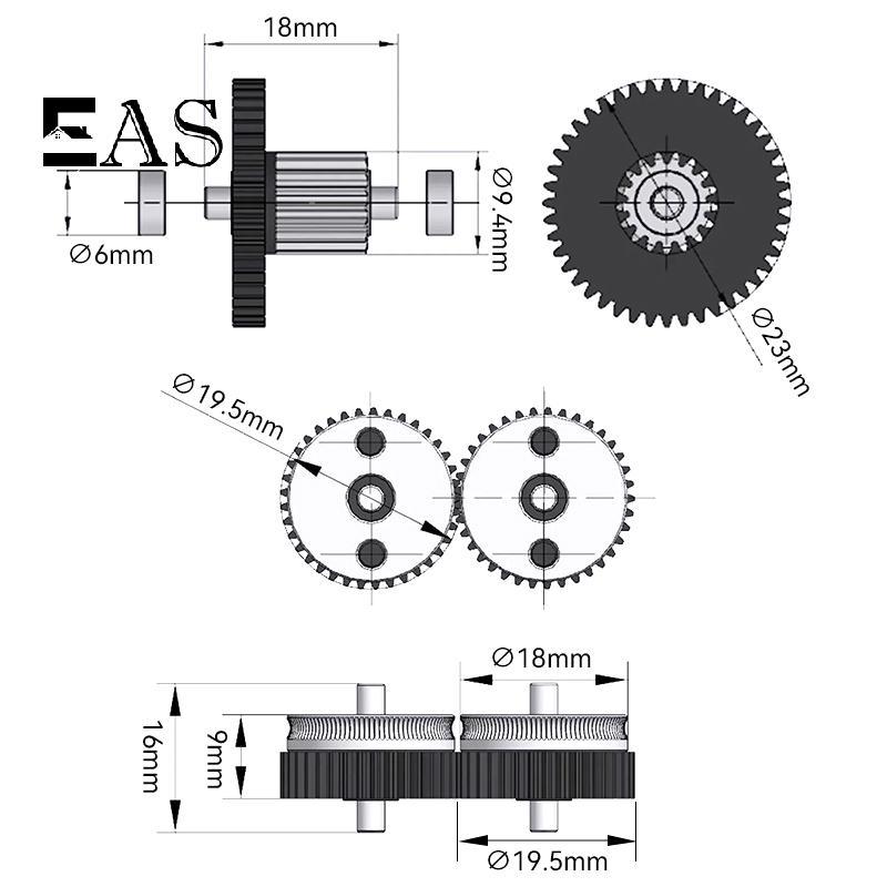 [EA] เกียร์ลดเหล็กแข็งมอเตอร์ความเร็วสูงสําหรับ CR10 CR-10S Ender3 V2 HGX LITE Extruder Dual Gear Ex