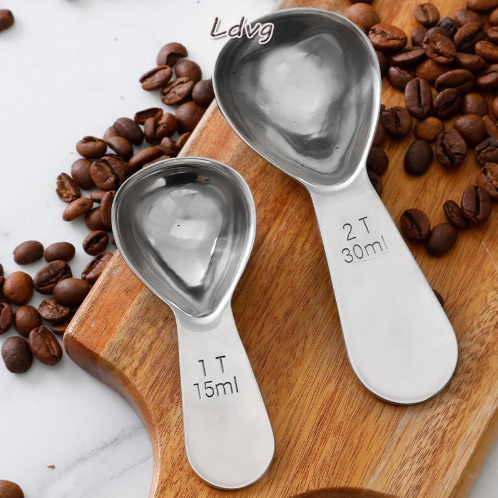LDVG ช้อนตวงเมล็ดกาแฟ, 15/30ml สแตนเลสสตีลกาแฟ Scoops, ทนทาน 1 Tbsp หรือ 2 Tbsp Ergonomic Tablespoon