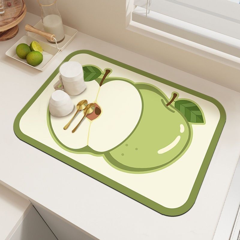 (ใหม่) ที่รองแก้วในครัวเรือน Diatom Mud Disposable Anti-Slip Kitchen Drain Mat Kitchen Wate/9.5❦
