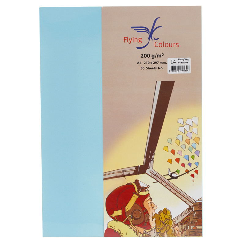 FLYING กระดาษการ์ดสี A4 200 แกรม No.14 สีฟ้า (แพ็ค 50 แผ่น)