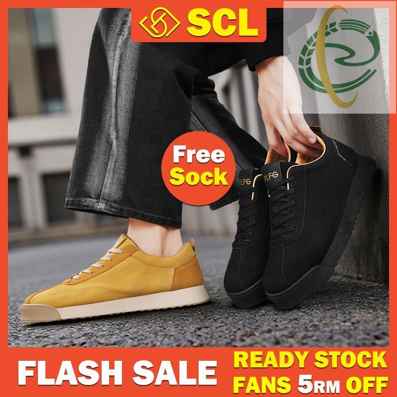 At9 SCL Everyday Lace Up Sports Mens Shoes Anti Slip Comfy Commuting Sports Shoes (สีเหลือง/สีดํา)