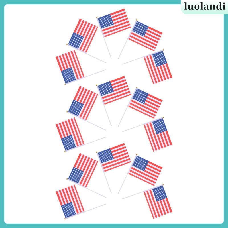 15 ชิ้น Mini Usa Flags Stick สําหรับเทศกาลใช้พลาสติกคละสี luolandi