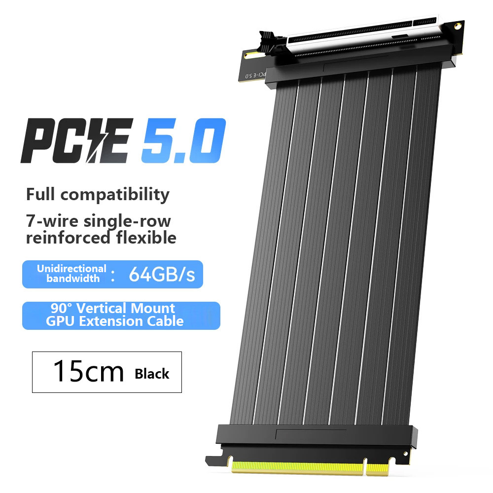 JMT PCI‐E 5.0 X16 64Gbps GPU Riser สายแนวตั้ง Mount Bracket สําหรับ RTX5090 กราฟิกการ์ด ITX PC แชสซี