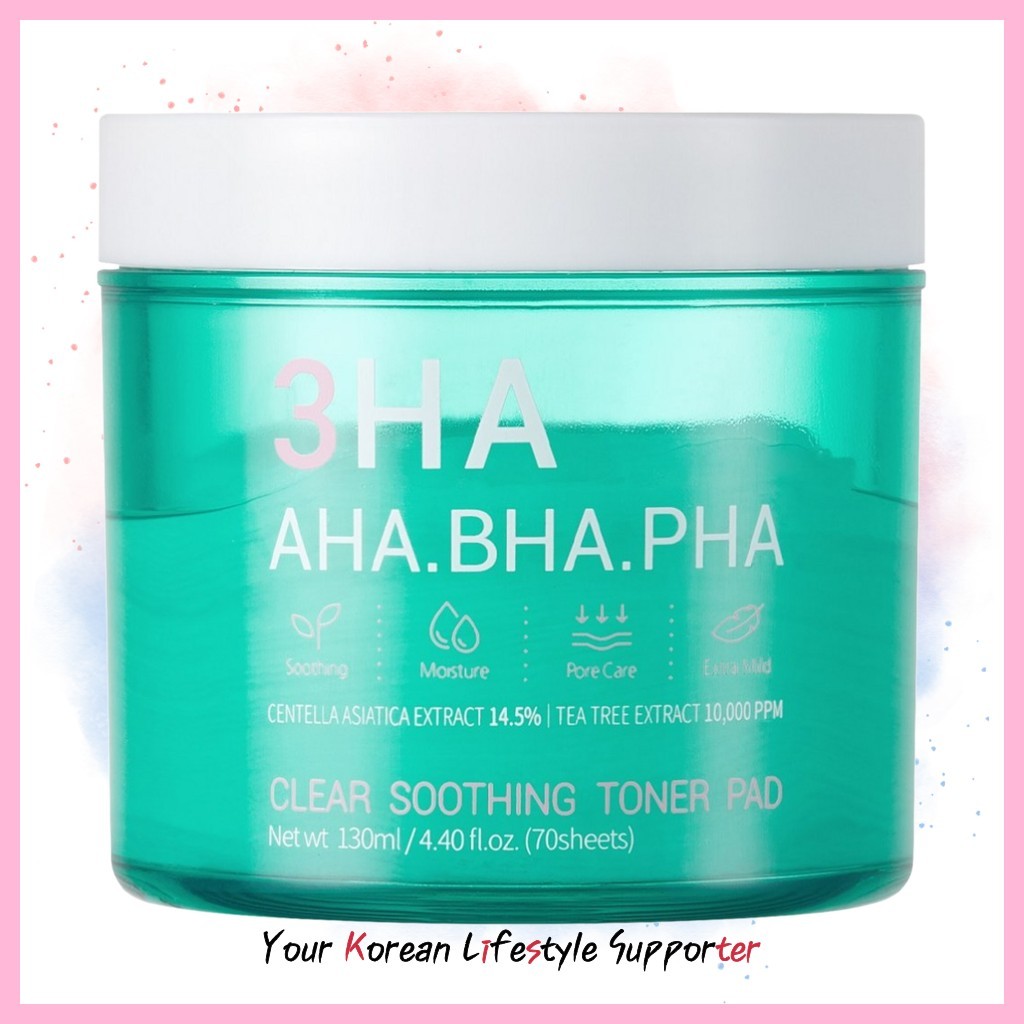 [3HA] AHA BHA PHA Clear Soothing Toner Pad, 130ml, 70 แผ่น, 1pc / Korean Toner Pad / Gentle Daily Ca