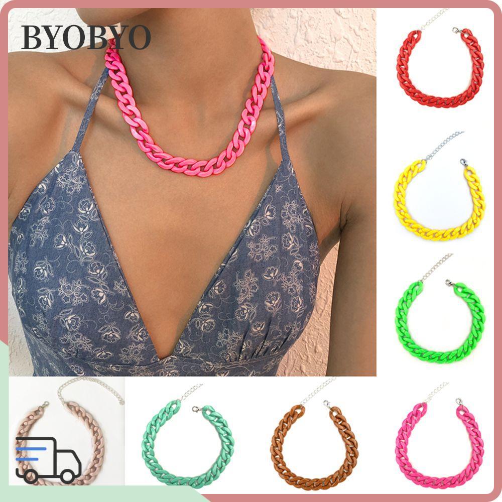 BYOBYO สร้อยคอโซ่ Gothic อะคริลิค Rock Hip Hop Collar Hip Hop
