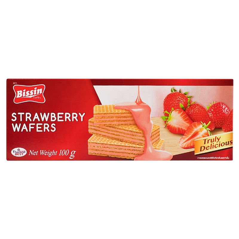 บิสชินเวเฟอร์สตรอเบอร์รี่ 100กรัม Bissin Strawberry Wafer 100g.