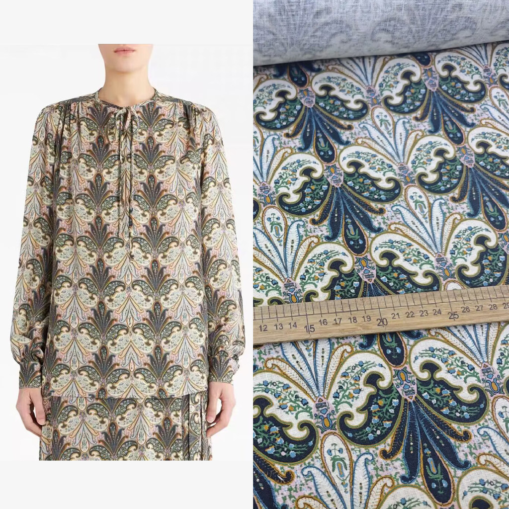 2605 แฟชั่น 14 ผ้าลินินพิมพ์ผ้าเสื้อผ้าผู้หญิงพัดลม Leaf Pattern High-Fix DIY Handmade ผ้า