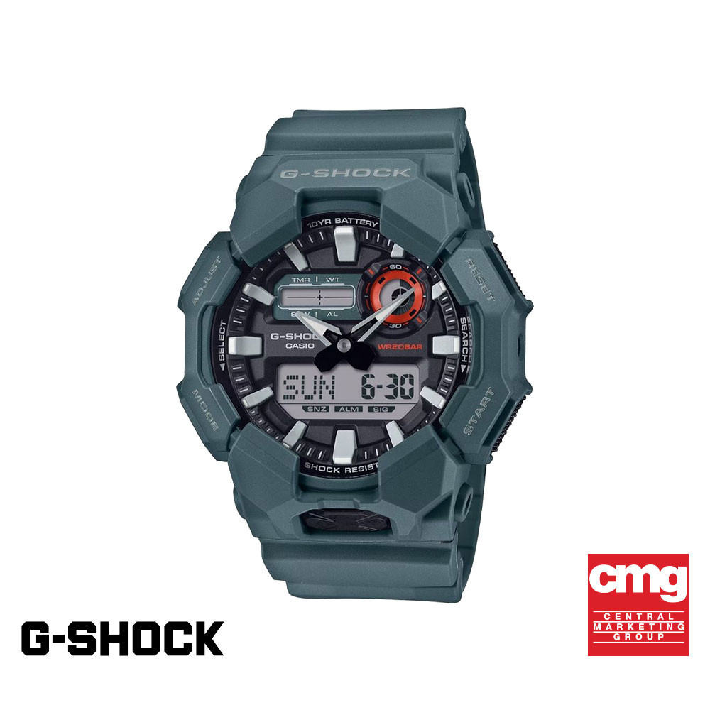 CASIO นาฬิกาข้อมือผู้ชาย G-SHOCK รุ่น GA-010-2ADR สายเรซิน สีฟ้าอมเทา