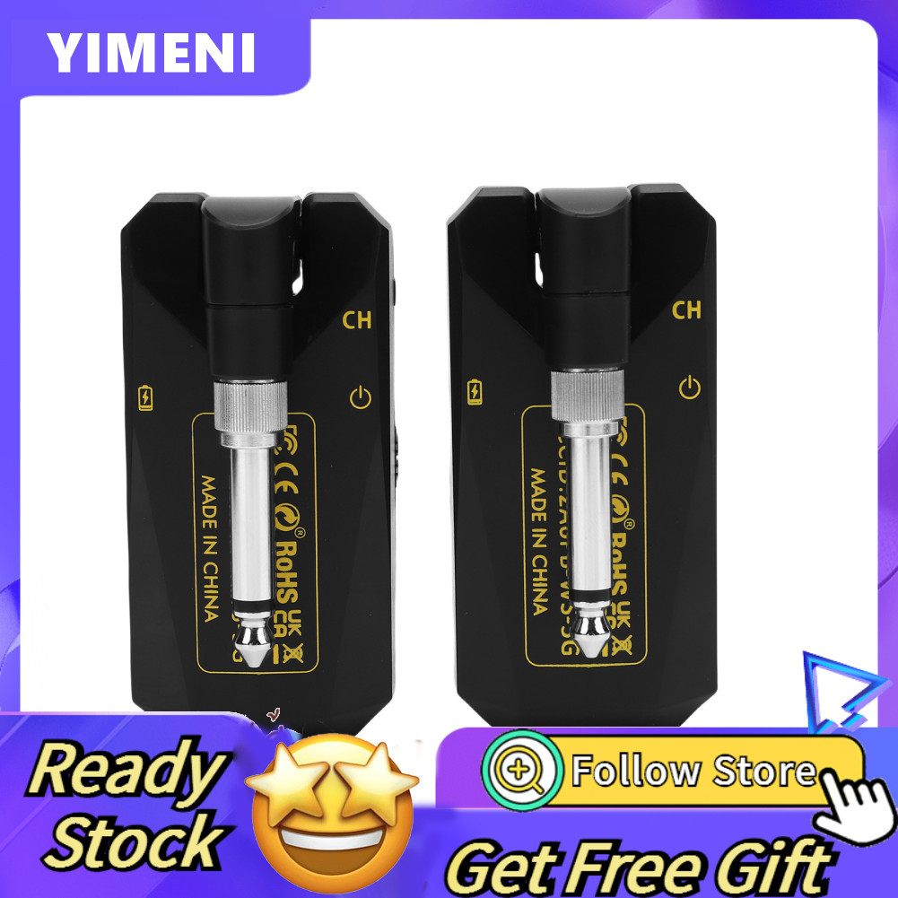 ASHATA ระบบกีต้าร์ไร้สาย 5.8G เครื่องรับส่งสัญญาณ 50 เมตร 5.5ms Latency ต่ำชาร์จได้ 210 ° ขั้วต่อหมุ