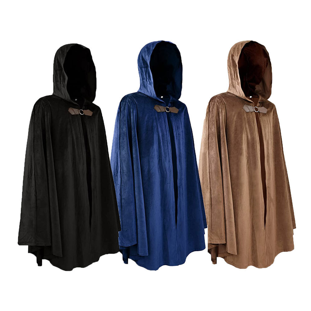 ยุคกลาง Suede Cape ฮาโลวีน Retro Combat Cape คอสเพลย์ cos เครื่องแต่งกาย Suede Cape