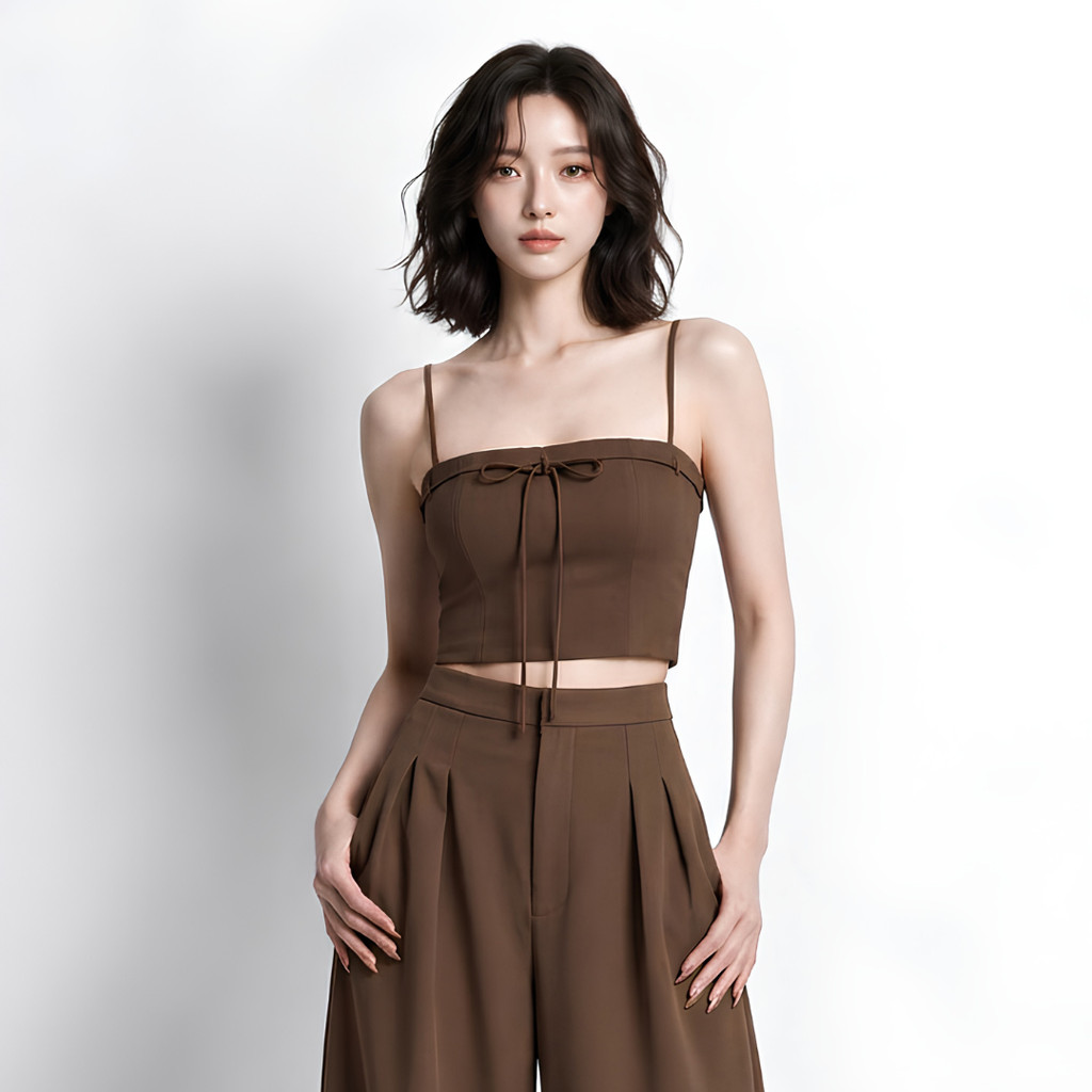 Lism S-072 Lynnly Ribbon Crop Top เสื้อสายเดี่ยว