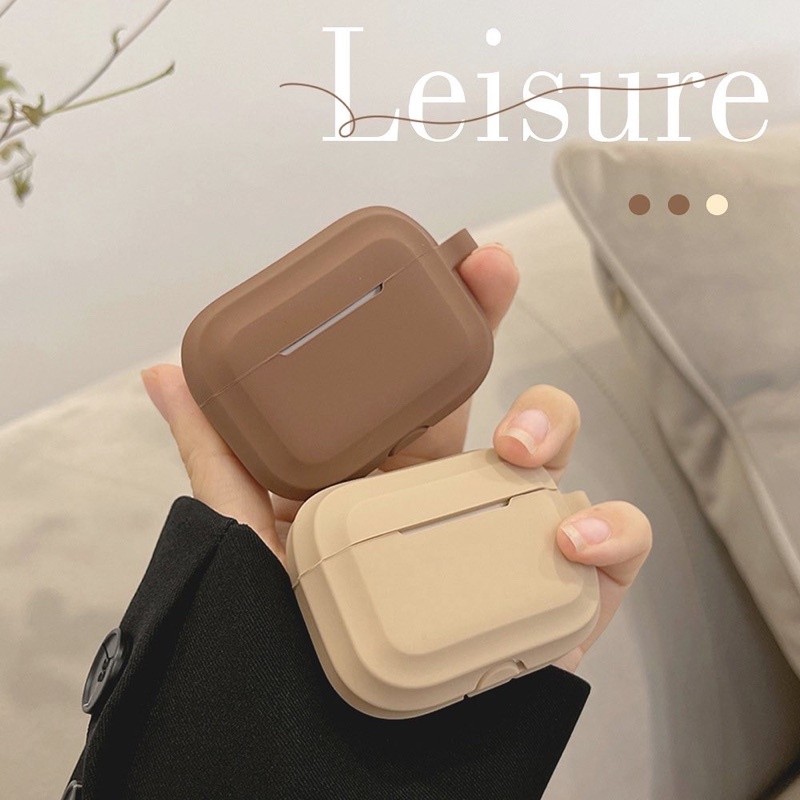 [Gen4] พร้อมส่ง🍦A2S26 เคสแอร์พอดยางนิ่มสีพื้น สีเบจ,น้ำตาล สำหรับ AirPods case เคสหูฟัง Gen1,2,Pro,P