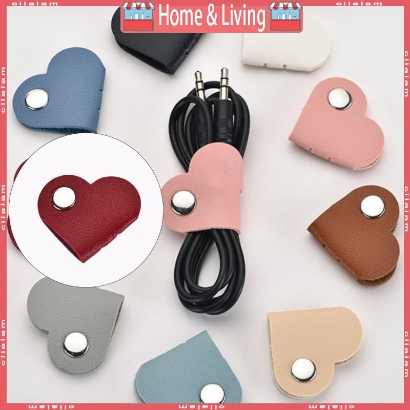 CI PU หนังสายไฟ Organiser Heart Shaped Cable Tie Cable Wire Management Winder