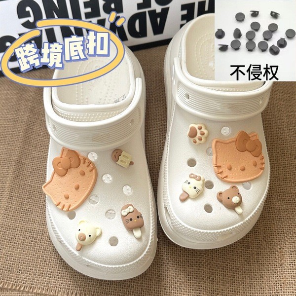 jibbitz crocs ของแทั jibbitz อบคิตตี้หลุมรองเท้าทําเองอุปกรณ์เสริมหญิงสามมิติน่ารักการ์ตูนลูกอมของเล