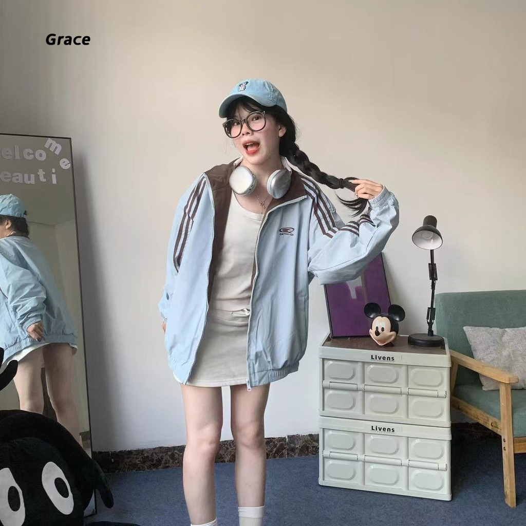 Grace เสื้อแจ็คเก็ตผู้หญิง คอตั้งเย็บสองด้าน สไตล์กีฬาลำลอง GR3486 ราคา ถูกที่สุด ดีลบีเคเค แกลเลอรีภาพที่ 5