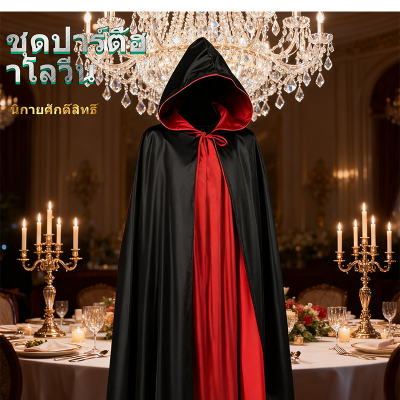 จัดส่งแปดชั่วโมง Tiktok ผ้าคลุม ฮาโลวีน พ่อมด แม่มด แวมไพร์ โจรสลัด halloween เสื้อคลุมแฟนซี ผ้าคลุมแฟนซีฟรีไซน์