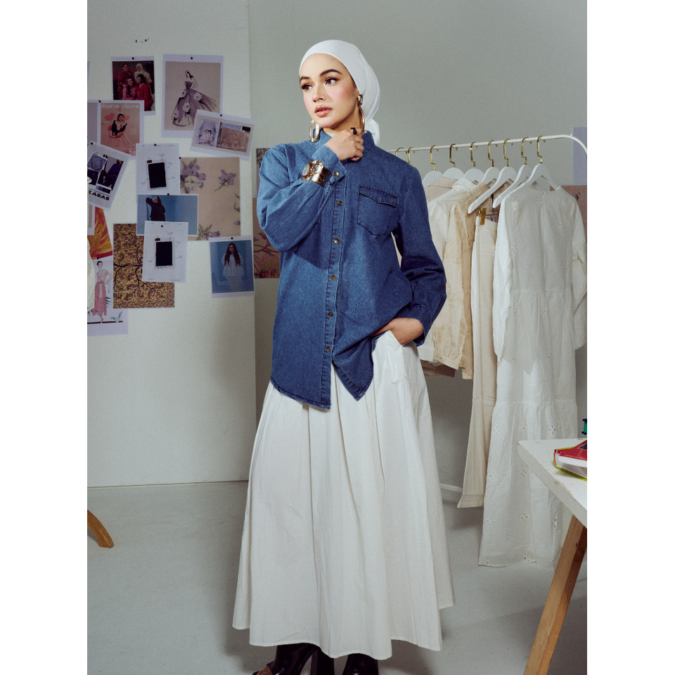 เสื้อกระดุมยีนส์ Inka - Stonewash Blue