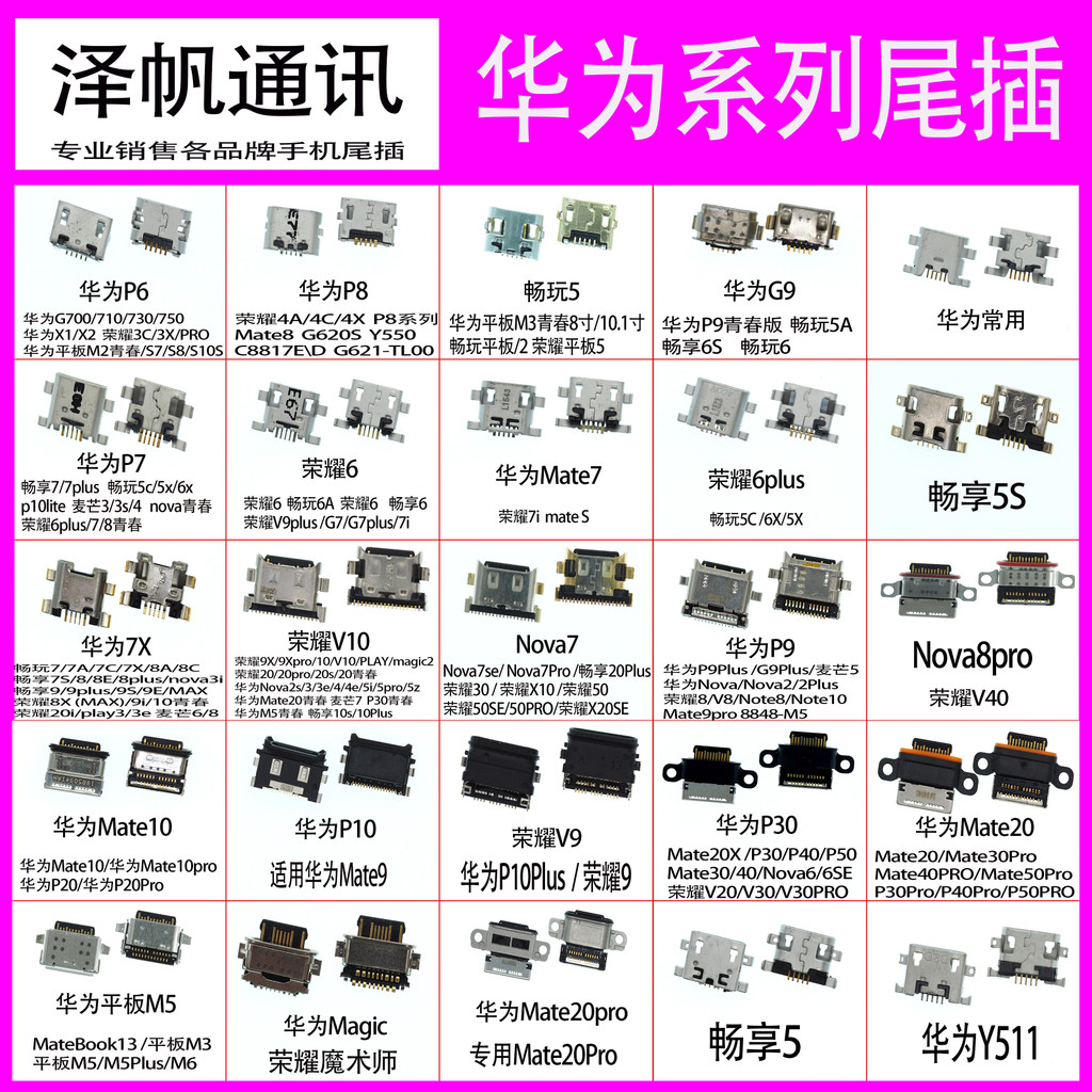 เหมาะสําหรับ Huawei Honor 8x max 9i 10 Youth 20i Honor play3 play3e อินเทอร์เฟซปลั๊กหาง