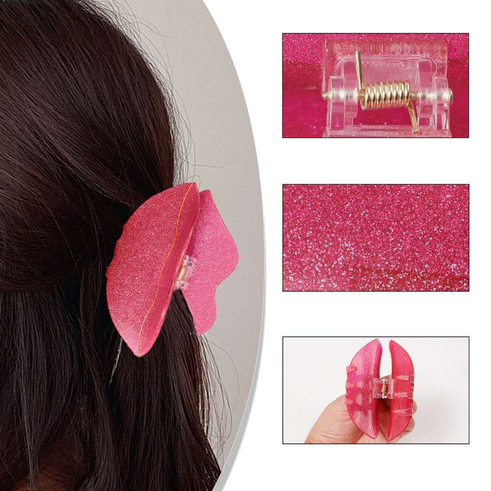Red Series Lip Heart Clips Sweet Cool Daily Versatile Back-Head Hair Claws