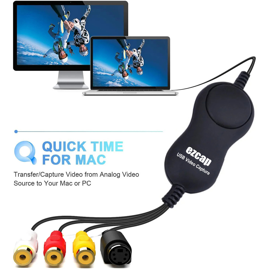 Ezcap 158 USB Audio Video Capture,การบันทึกวิดีโอAnalogสําหรับ XBOX PS3 VHS Windows MAC win10 OBS Vm