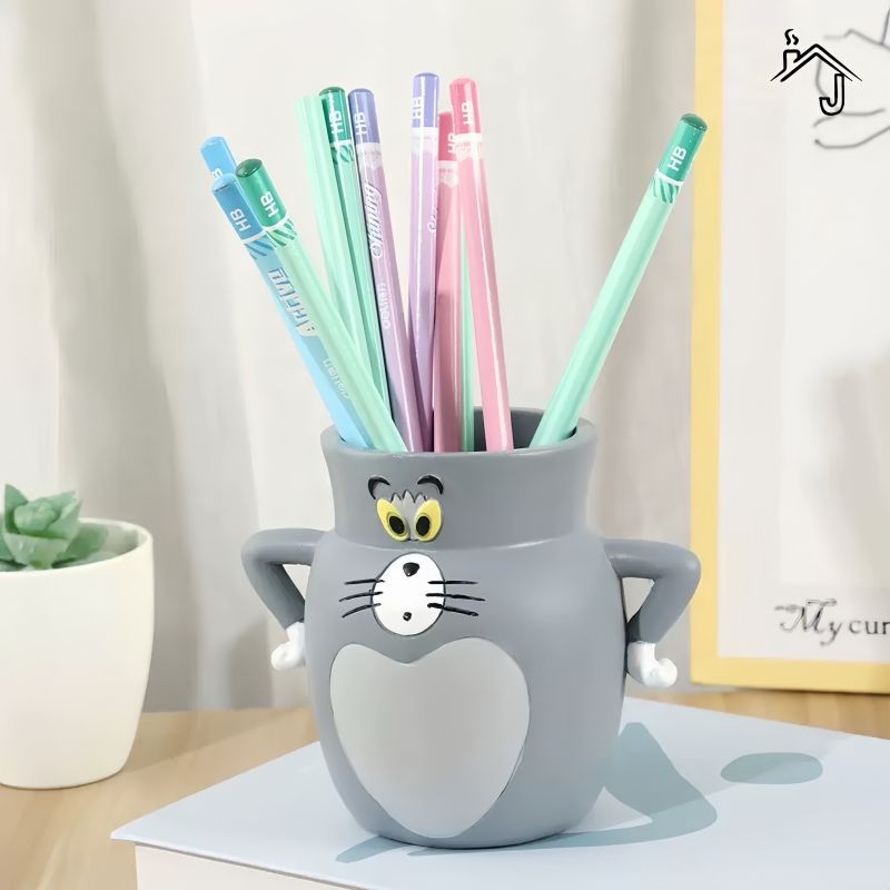 [JJ HOME] ที่ใส่ปากกาเรซินแมวทอมที่เก็บแปรงแต่งหน้าเครื่องประดับตกแต่งเดสก์ท็อปน่ารัก