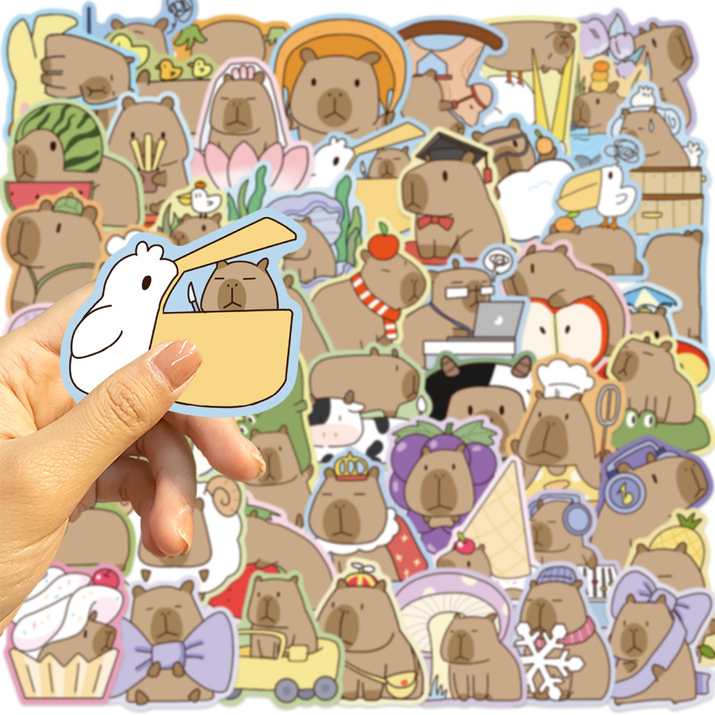 สติ๊กเกอร์การ์ตูน Capybara Graffiti 50 ชิ้น – ตกแต่ง DIY กันน้ําสําหรับกระเป๋าเดินทาง, โน๊ตบุ๊ค - รูปที่ 3
