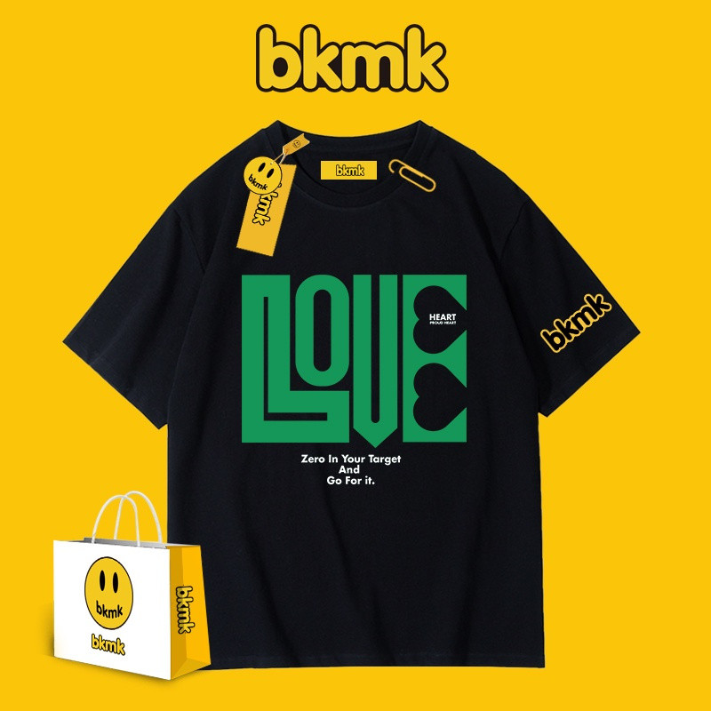 เสื้อยืดแขนสั้นผู้ชาย แบรนด์ Bmk Design ทำจากผ้าฝ้ายสำหรับฤดูร้อน ออกแบบรอบคอด้านบนหลวม สไตล์ทันสมัย