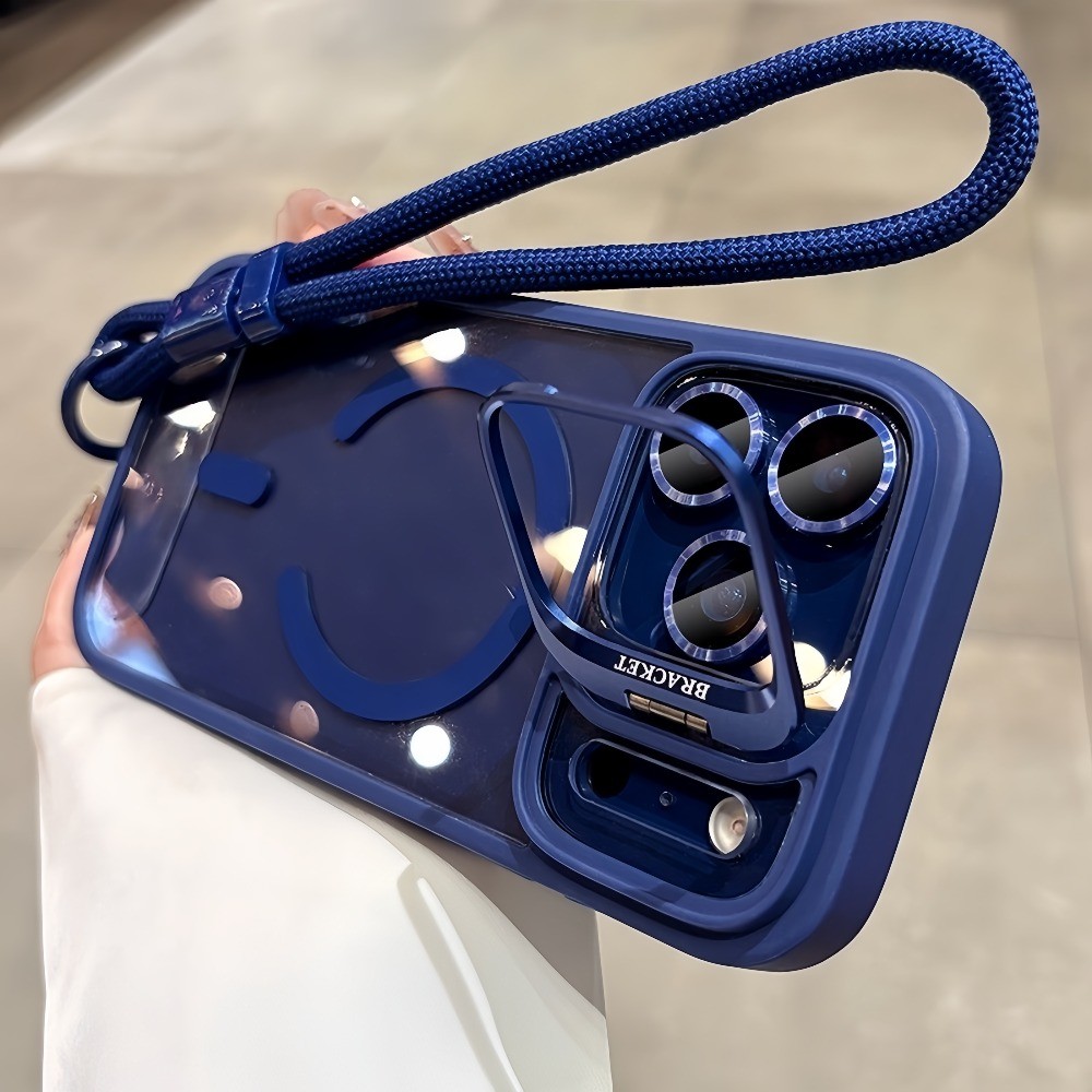 ซิลิโคนพร้อมเชือกเส้นเล็กเคสแม่เหล็กสําหรับ iPhone 17 16 plus 15 14 13 12 Pro Max ตัวป้องกันเลนส์โปร่งใสกันกระแทก