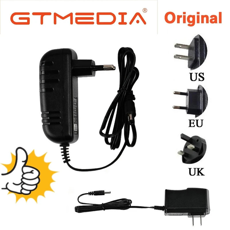 DC 12V/1.5A อะแดปเตอร์ GTMEDIA EU/UK/US ปลั๊กสําหรับ GTMEDIA V8X/V8 Turbo/V9 prime/V7 pro/X8/GTC/GTC