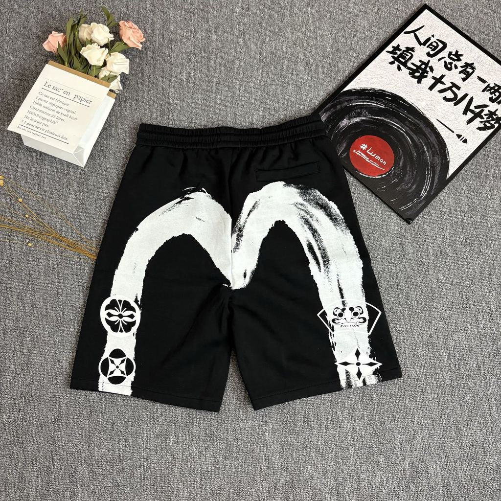 กางเกงขาสั้น Evisu สไตล์กลางแจ้ง ทรงหลวมสำหรับผู้ชาย