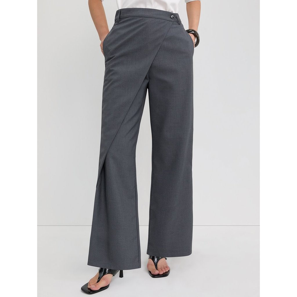 [Pomelo] กางเกงแต่งเลเยอร์อสมมาตร / Asymmetric Layered Pants — صورة 2