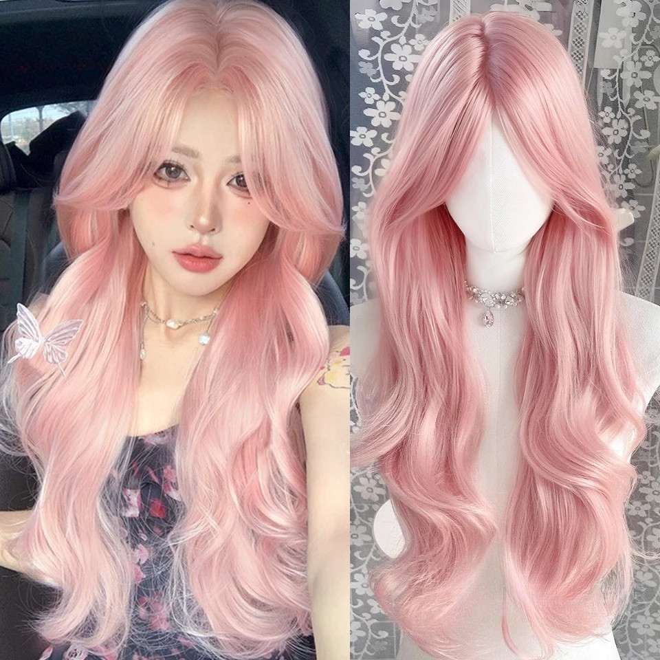 วิกผมสีชมพูนุ่มและดูธรรมชาติ สำหรับทุกวันหรือLolita Halloween