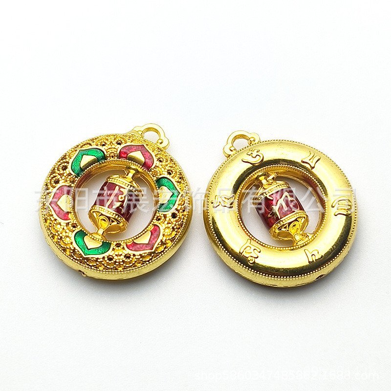 สร้อยคอเชือกสีดํา Lotus Seat E18 โลหะผสมสังกะสีสไตล์ทิเบตหกตัวอักษร Mantra Electroplating Gold Fushu