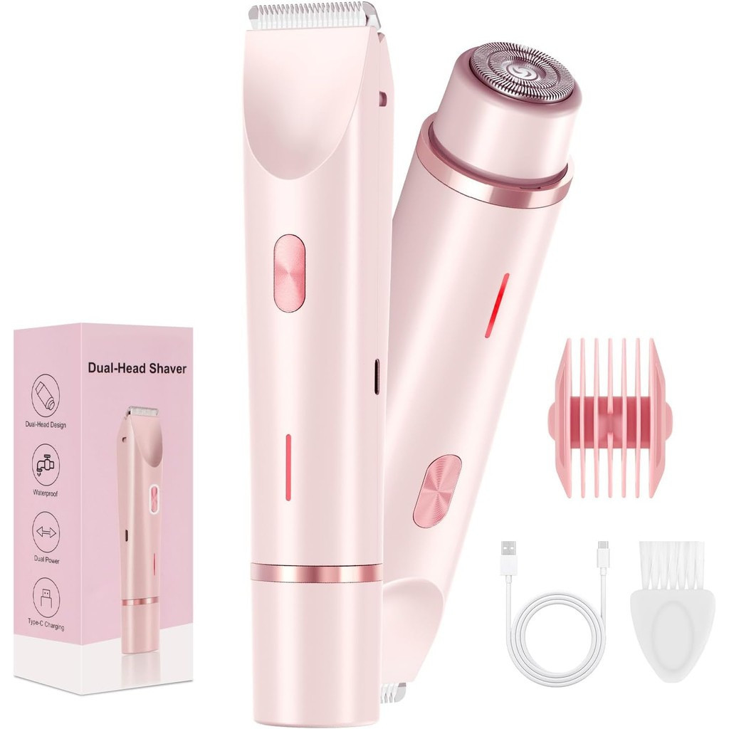 Flash Halo Bikini Trimmer Ladies Bikini Trimmer 2 in 1 Double-Headed Razor Ladies Razor (สีชมพู)