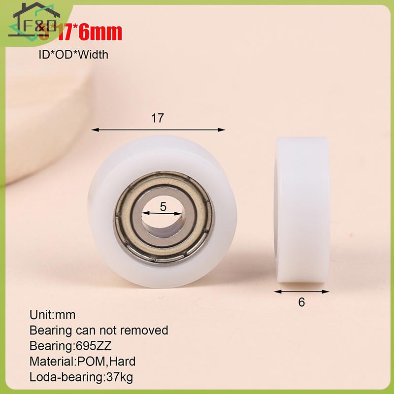 F&O 5*17*6 มม.ไนลอนพลาสติก Roller Guide ล้อ 695zz แบริ่งล้อ POM ลิ้นชักหน้าต่างประตูรอก Roller.