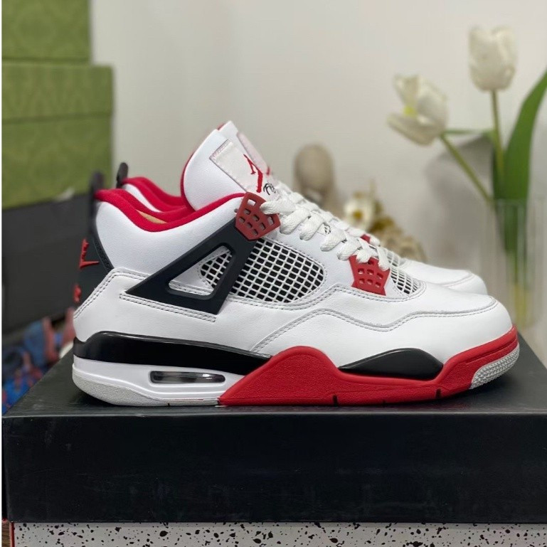 Air Fire Red ผู้ชายและผู้หญิงรองเท้าบาสเก็ตบอล AJ4 รองเท้าผ้าใบ AJ รองเท้ากีฬา DC7770-160