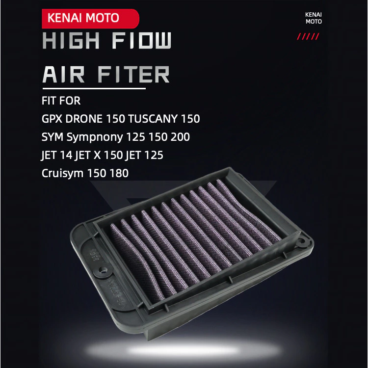【KENAI】Fit สําหรับ GPX DRONE150 TUSCANY150 SYM Cruisym 150/180 Symphony 125/150 RV125/150/180 JET14 JETX150 JET125 High flow กรองอากาศล้างทําความสะอาดได้