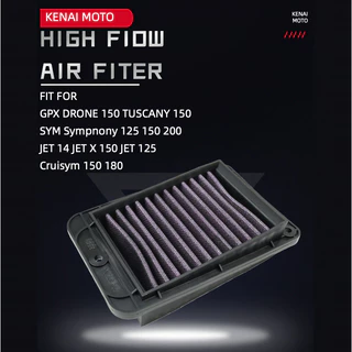 【KENAI】Fit สําหรับ GPX DRONE150 TUSCANY150 SYM Cruisym 150/180 Symphony 125/150 RV125/150/180 JET14 JETX150 JET125 High flow กรองอากาศล้างทําความสะอาดได้