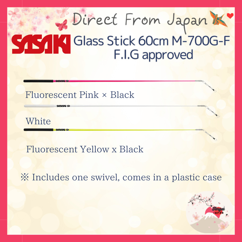 SASAKI Rhythmic Gymnastics Ribbon Stick - 60cm Glass Stick FIG approved M-700G-F Pink Black M700GF