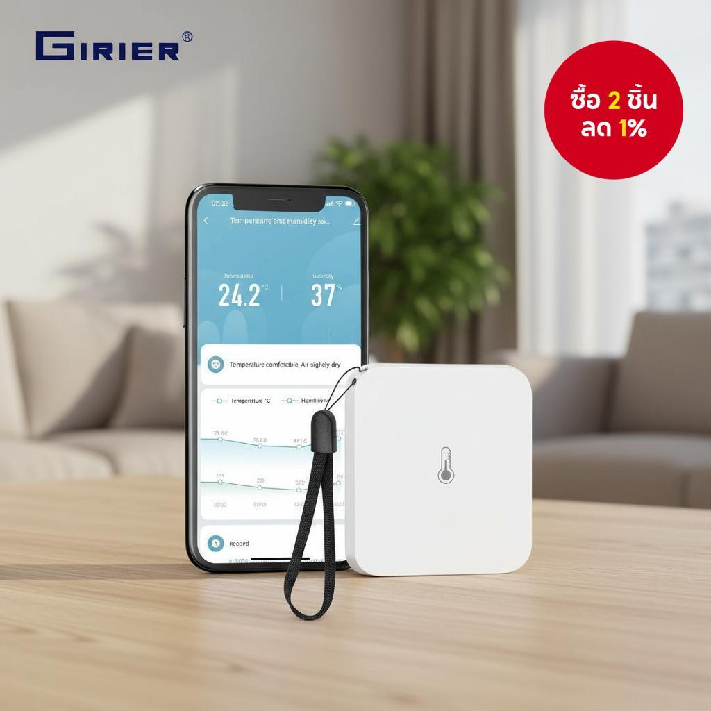 GIRIER ใช้งานร่วมกับ Tuya ZigBee เซ็นเซอร์วัดอุณหภูมิและความชื้นอัจฉริยะในร่มสําหรับ Alexa Hey Googl