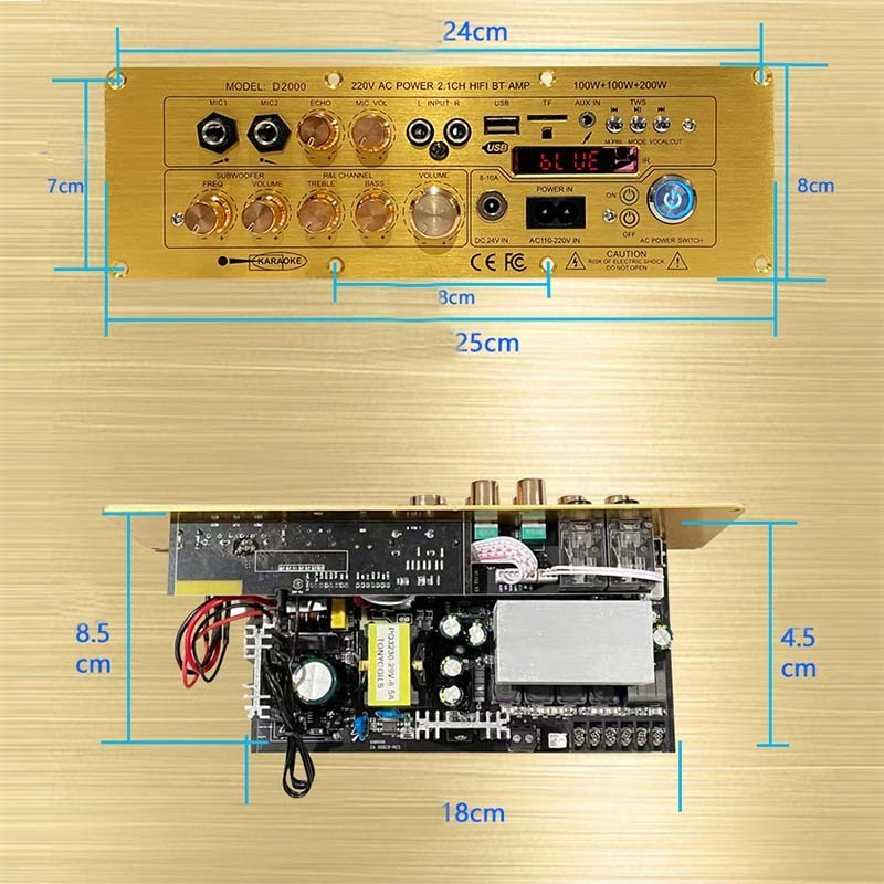 เครื่องขยายเสียงบลูทูธ D2000A/D1500 แอมป์จิ๋ว D1500