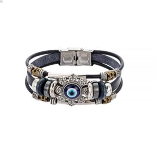 สร้อยข้อมือหนังสไตล์punk แบบcharm evil eye สำหรับผู้ชายและผู…