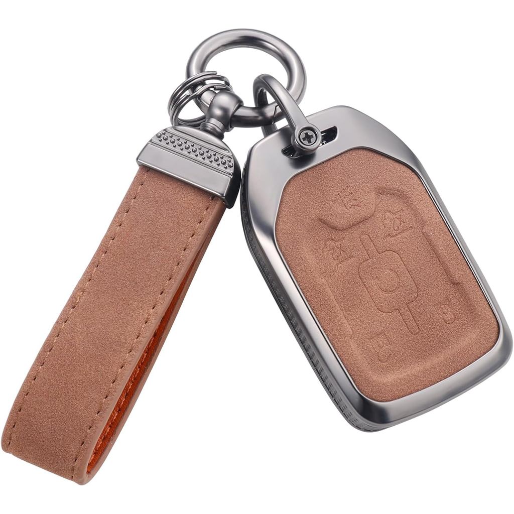 YO&YOYE สําหรับ GMC Key Fob Cover พร้อมพวงกุญแจ, หนังป้องกันกรณีที่สําคัญเข้ากันได้กับ Chevy GMC Sub